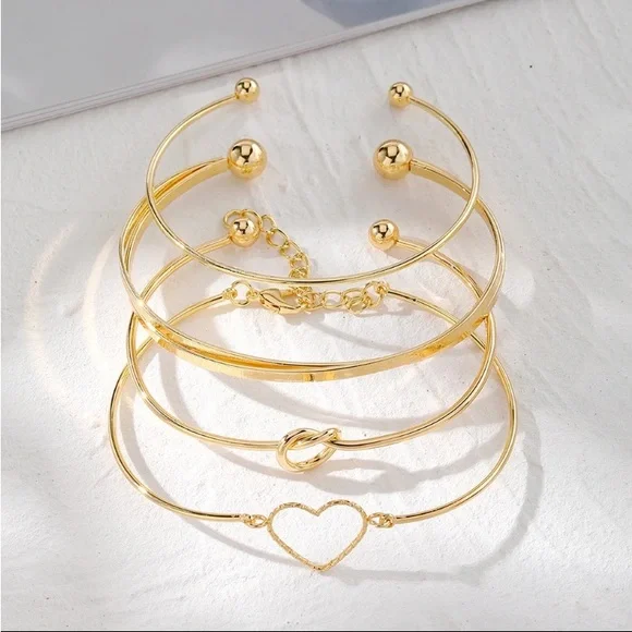 Gold Filled Heart Knot Bracelet Set - Picture 3 of 3